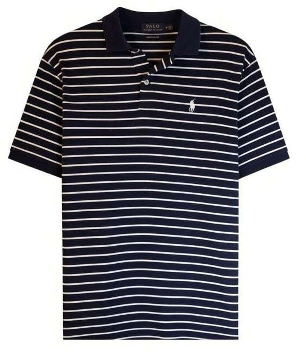 Polo Ralph Lauren Pima Soft Touch Striped Polo Shirt Navy White Medium M